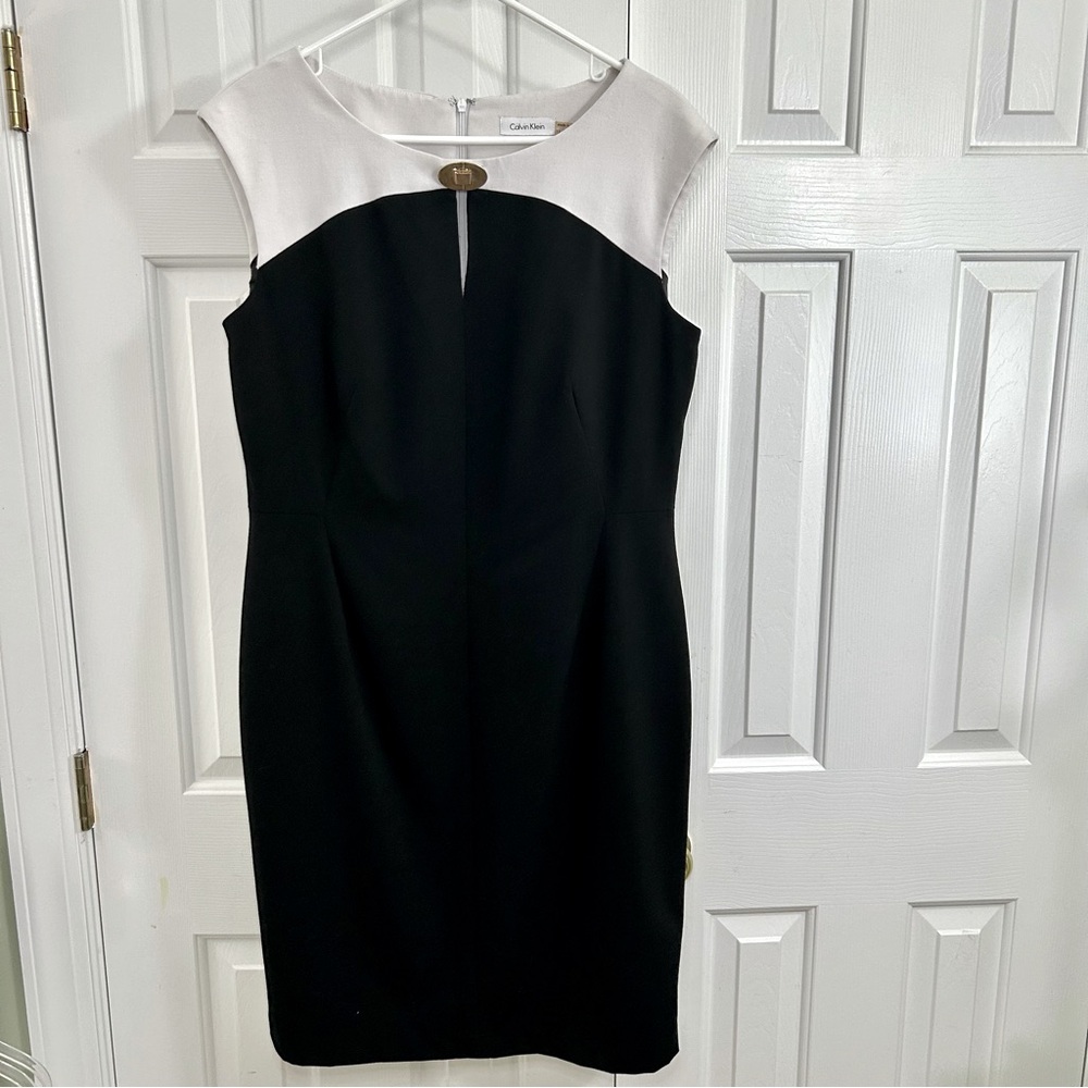 Calvin Klein Black and White Sleeveless Career Office Women's Dress Size 12